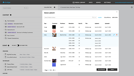An image of the media library in Downstream's Bridge application.