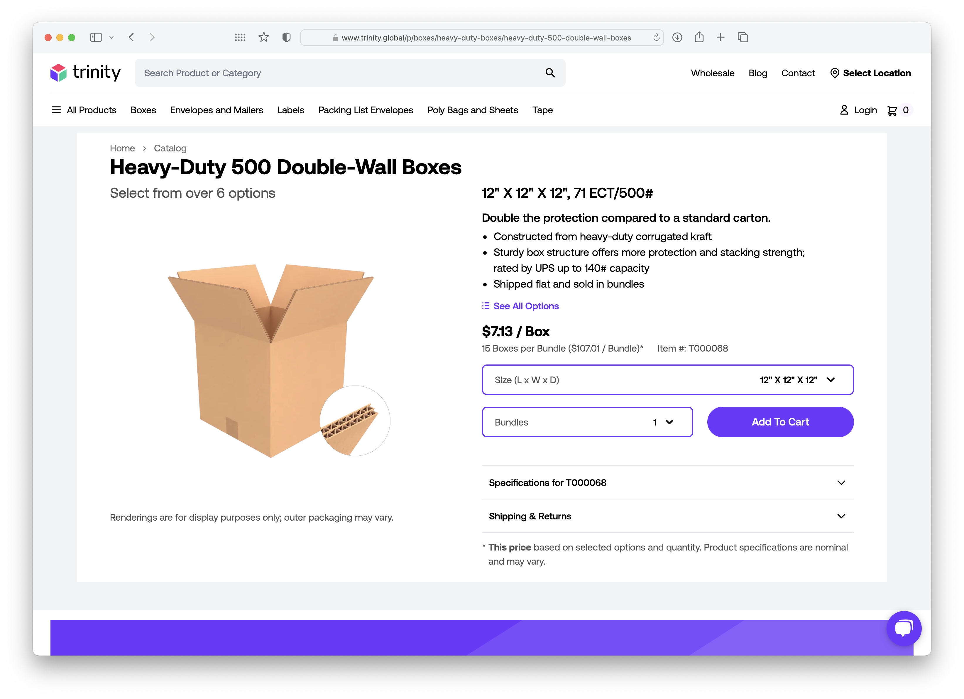A screenshot of the product page of the SupplyStream e-commerce app